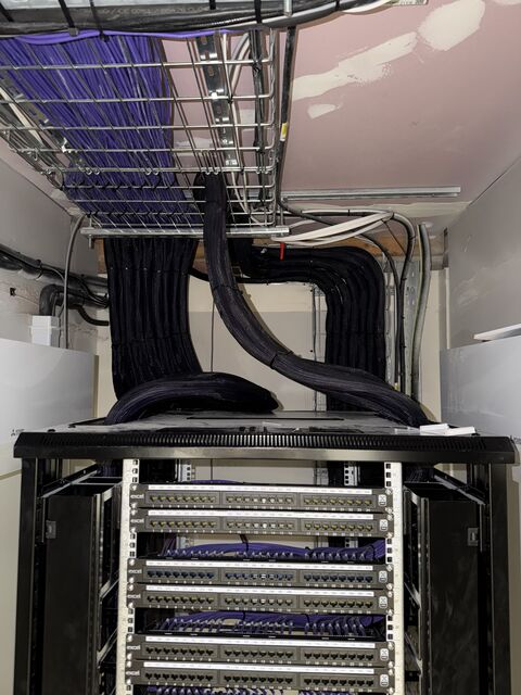 350 Excel Cat6 B2ca cables on cable basket